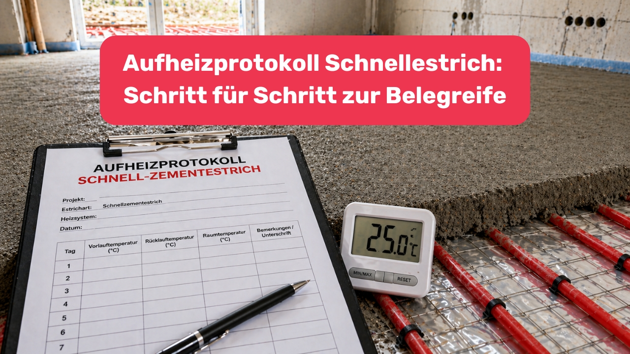 Aufheizprotokoll Schnellestrich: Schritt für Schritt zur Belegreife Hinweis: Dieses Bild wurde mit KI erzeugt.