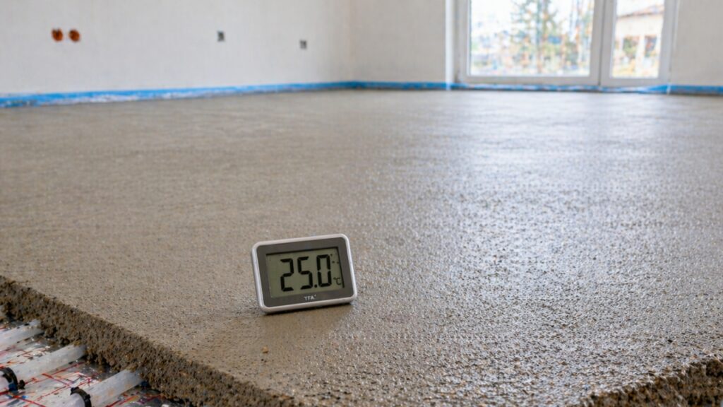 Aufheizprotokoll von Estrich mit Fu&szlig;bodenheizung