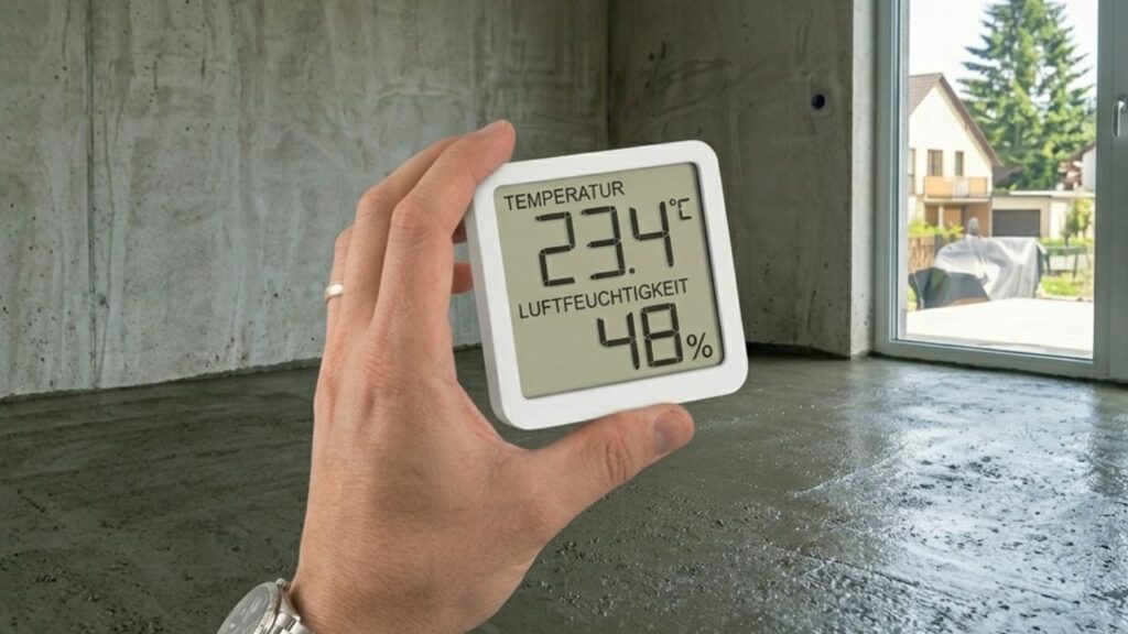 Hygrometer zur Raumluftkontrolle auf der Baustelle