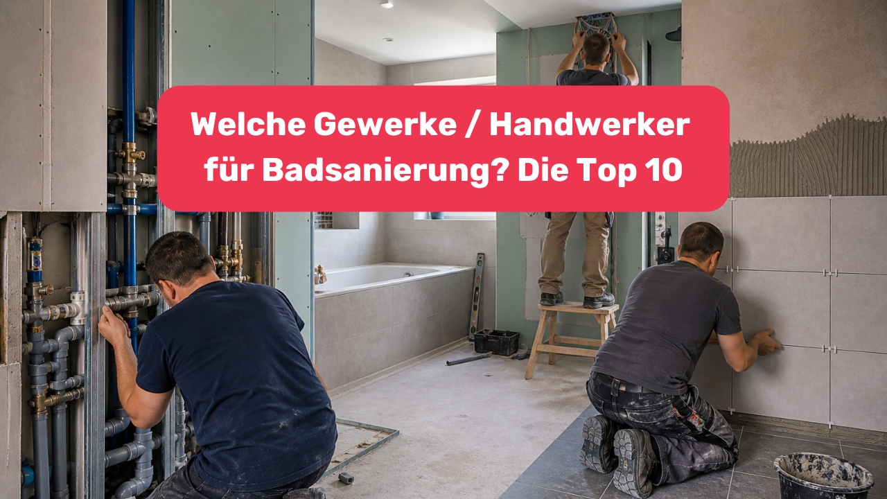 Welche Gewerke / Handwerker für Badsanierung? Die Top 10 Hinweis: Bild wurde mit KI erstellt