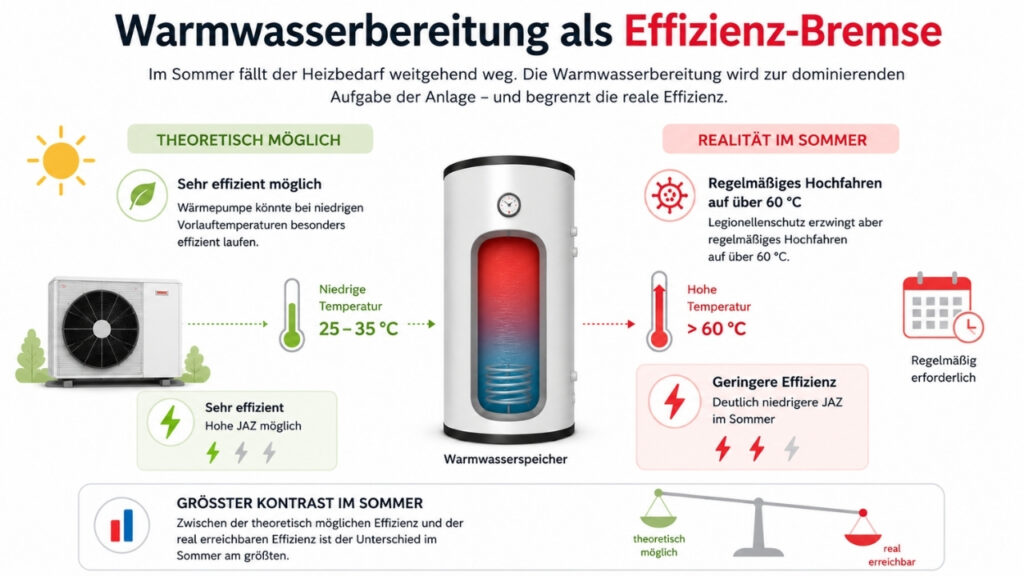 Warmwasserbereitung als Effizienz-Bremse der W&auml;rmepumpe im Sommer