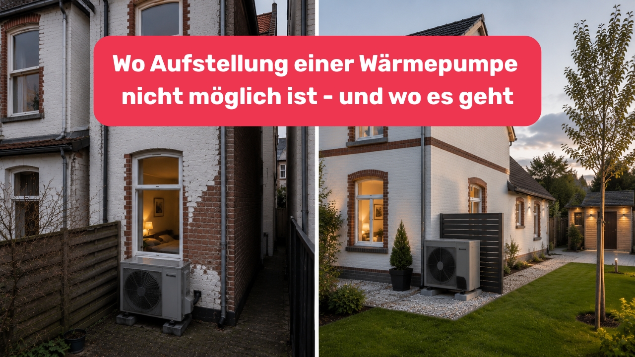 Wo Aufstellung Wärmepumpe nicht möglich Und wo es geht Wo die Aufstellung einer Wärmepumpe nicht möglich ist und wo es geht Hinweis: Bild wurde mit KI erstellt