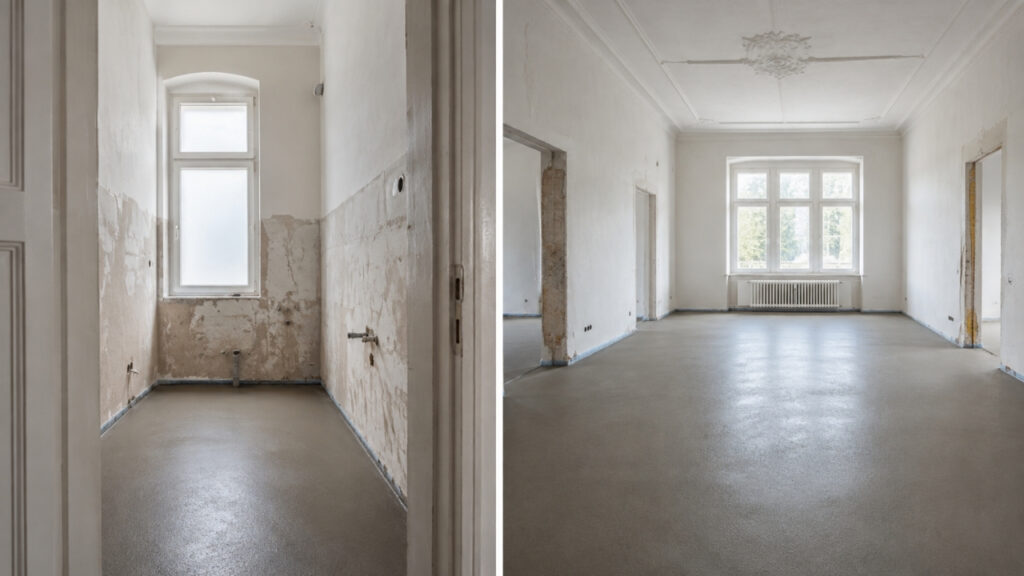 Einsatz von Estrich im Altbau auf kleinen Fl&auml;chen und auf gro&szlig;en Fl&auml;chen